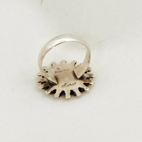 Zuni Sterling Silver & Turquoise Petit Point Ring - Size 7 - Picture 5 of 8